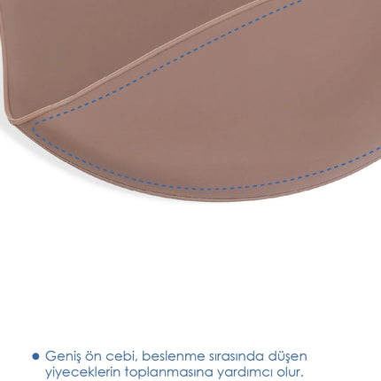 Babyjem Oval Hazneli Silikon Mama Önlüğü Latte