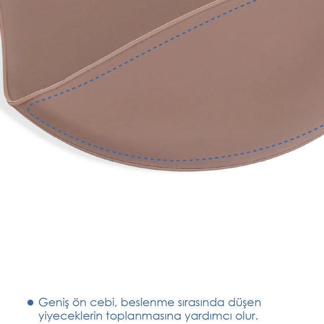 Babyjem Oval Hazneli Silikon Mama Önlüğü Latte
