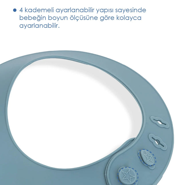 Babyjem Oval Hazneli Silikon Mama Önlüğü Mint