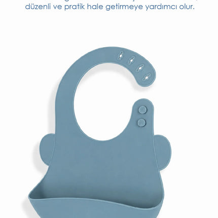 Babyjem Oval Hazneli Silikon Mama Önlüğü Mint