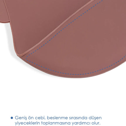 Babyjem Oval Hazneli Silikon Mama Önlüğü Mocha