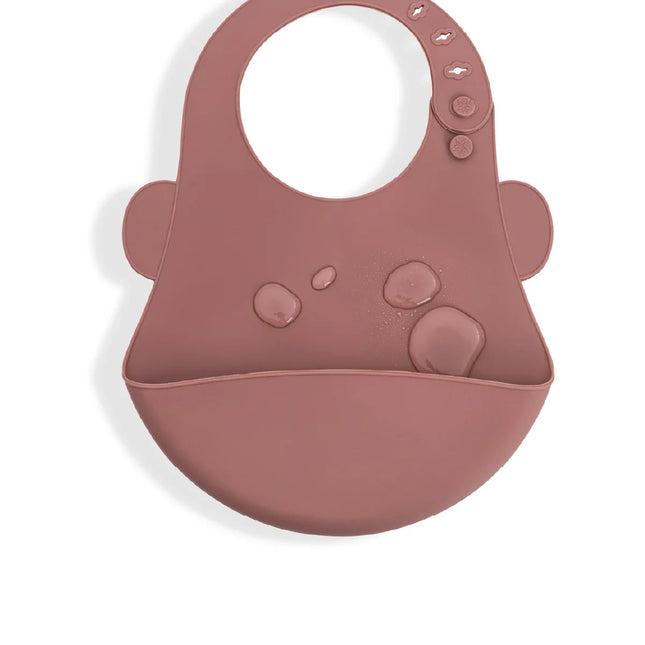 Babyjem Oval Hazneli Silikon Mama Önlüğü Mocha
