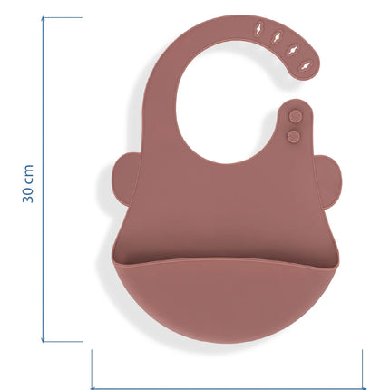 Babyjem Oval Hazneli Silikon Mama Önlüğü Mocha