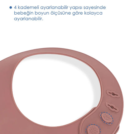 Babyjem Oval Hazneli Silikon Mama Önlüğü Mocha