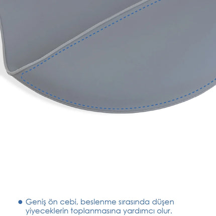 Babyjem Oval Hazneli Silikon Mama Önlüğü Soft Gri