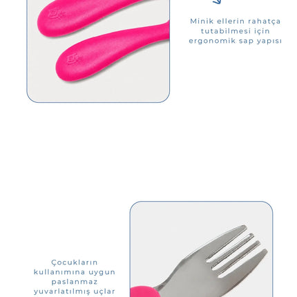 Babyjem Paslanmaz Çelik Bebek Çatal Kaşık Seti - Pembe