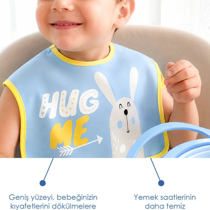 Babyjem Poli Muşamba Büyük Mama Önlüğü Mavi