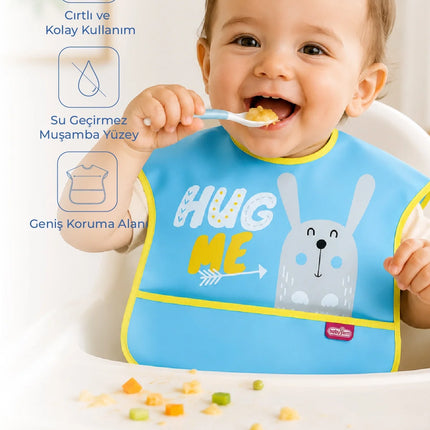 Babyjem Poli Muşamba Büyük Mama Önlüğü Mavi