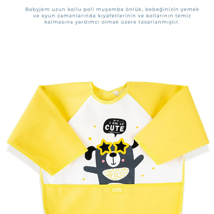 Babyjem Poli Muşamba Kollu Mama Önlüğü Sarı Outlet