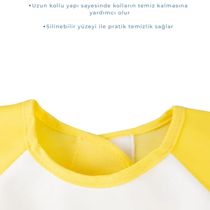Babyjem Poli Muşamba Kollu Mama Önlüğü Sarı Outlet