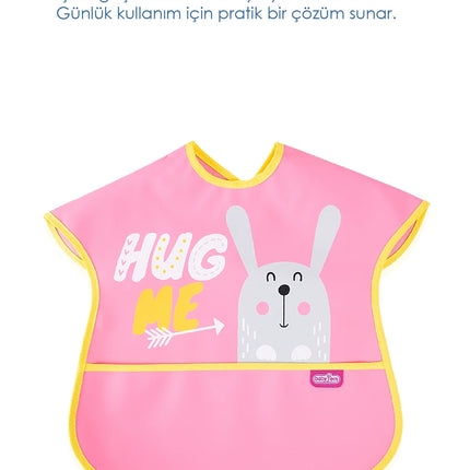 Babyjem Poli Muşamba Mama Önlüğü Büyük Pembe