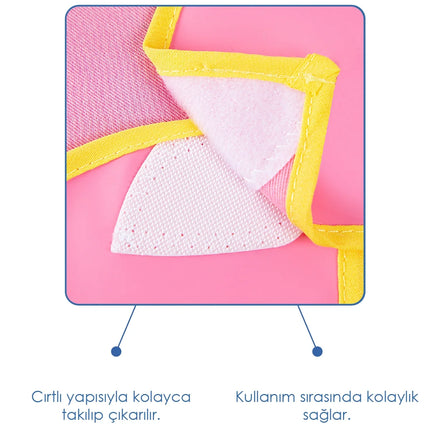 Babyjem Poli Muşamba Mama Önlüğü Büyük Pembe