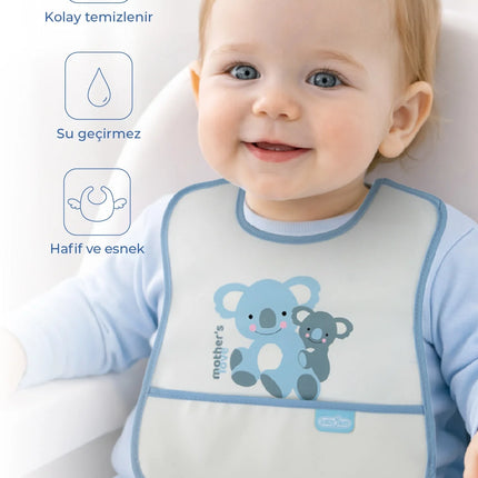 Babyjem Poli Muşamba Mama Önlüğü Küçük Mavi