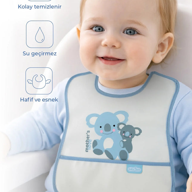 Babyjem Poli Muşamba Mama Önlüğü Küçük Mavi