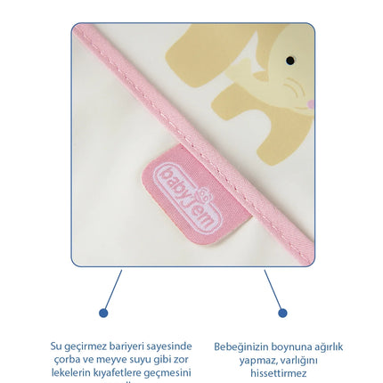 Babyjem Poli Muşamba Mama Önlüğü Küçük Pembe