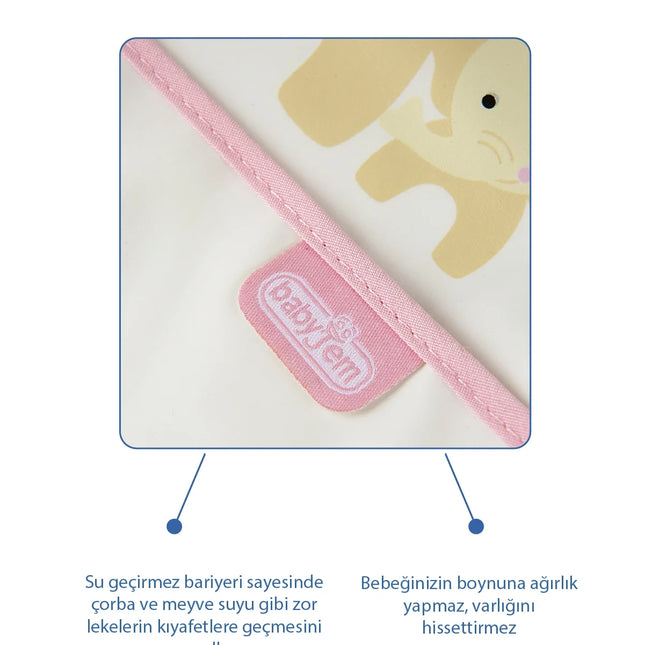 Babyjem Poli Muşamba Mama Önlüğü Küçük Pembe