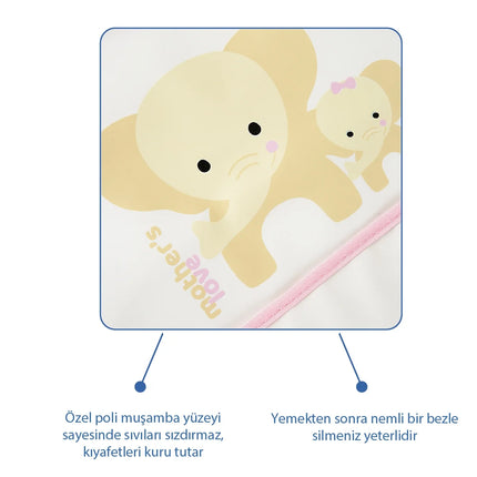 Babyjem Poli Muşamba Mama Önlüğü Küçük Pembe