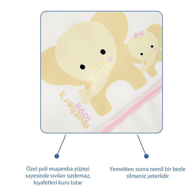 Babyjem Poli Muşamba Mama Önlüğü Küçük Pembe