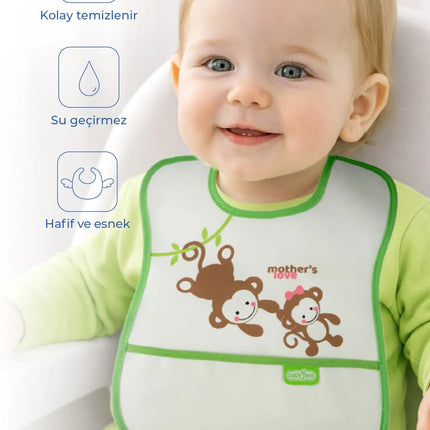 Babyjem Poli Muşamba Mama Önlüğü Küçük Yeşil