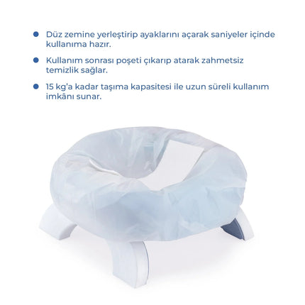Babyjem Portatif Katlanabilir Seyahat Lazımlığı - Mavi + 5 Hediye Poşet