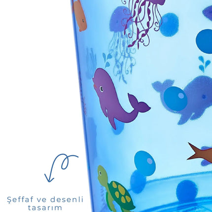 Babyjem Şeffaf Kova & Maşrapa Set Mavi Desenli