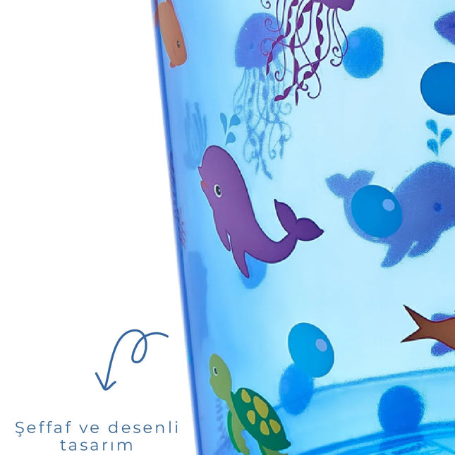 Babyjem Şeffaf Kova & Maşrapa Set Mavi Desenli
