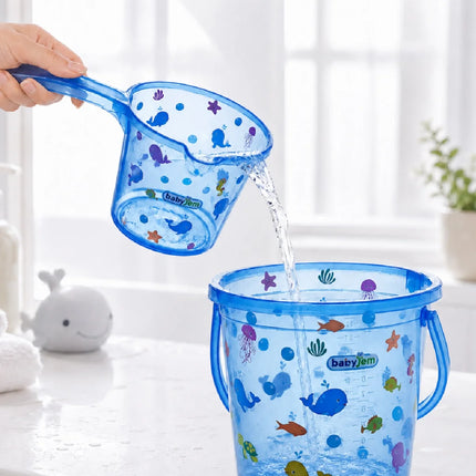 Babyjem Şeffaf Kova & Maşrapa Set Mavi Desenli
