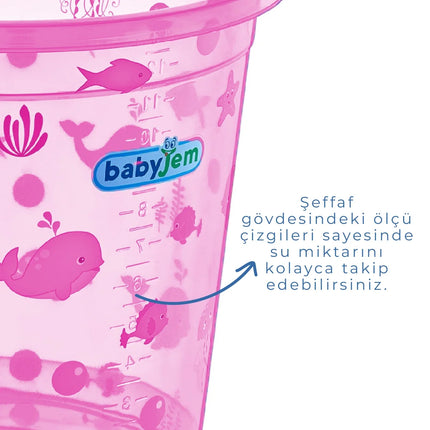 Babyjem Şeffaf Kova & Maşrapa Set Pembe Desenli