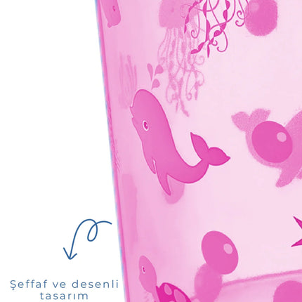 Babyjem Şeffaf Kova & Maşrapa Set Pembe Desenli