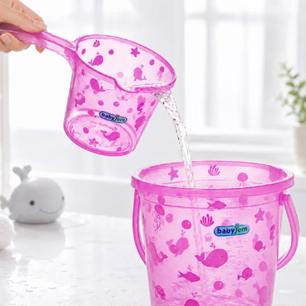Babyjem Şeffaf Kova & Maşrapa Set Pembe Desenli