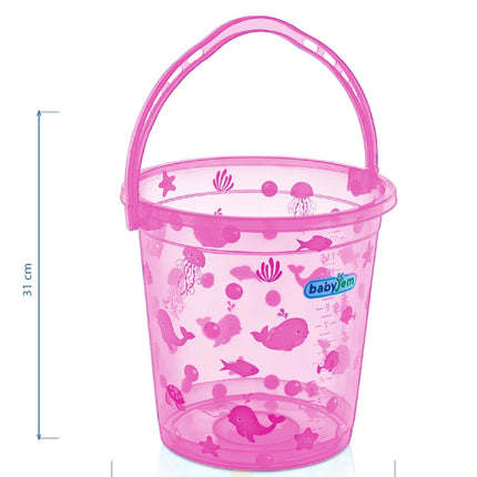 Babyjem Şeffaf Kova & Maşrapa Set Pembe Desenli