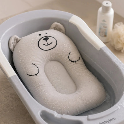 Babyjem Sevimli Kedi Köpüklü Bebek Banyo Küvet Yatağı Gri (Straforlu - Suda Batmaz)