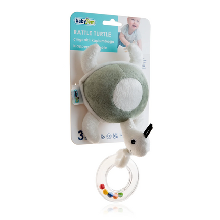 Babyjem Sevimli Yürüme Arkadaşım Çıngıraklı Peluş Kaplumbağa Mint
