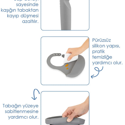 Babyjem Silikon Beslenme Seti Gri 4 Parça Hediye Seti
