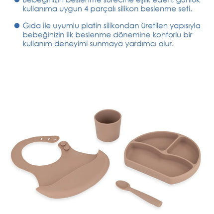 Babyjem Silikon Beslenme Seti Latte 4 Parça Hediye Seti