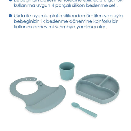Babyjem Silikon Beslenme Seti Mint 4 Parça Hediye Seti