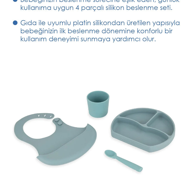 Babyjem Silikon Beslenme Seti Mint 4 Parça Hediye Seti
