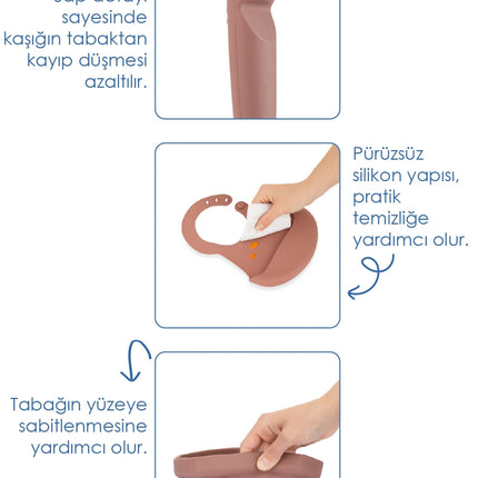 Babyjem Silikon Beslenme Seti Mocha 4 Parça Hediye Seti