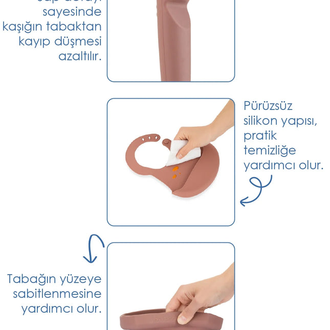 Babyjem Silikon Beslenme Seti Mocha 4 Parça Hediye Seti