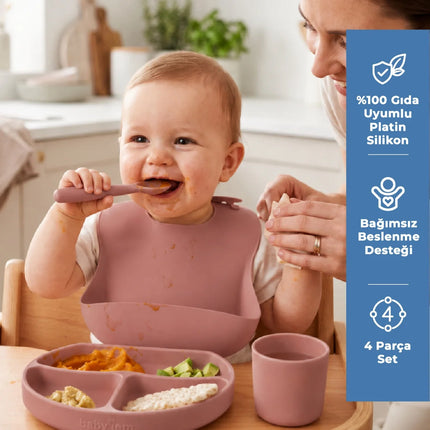 Babyjem Silikon Beslenme Seti Mocha 4 Parça Hediye Seti