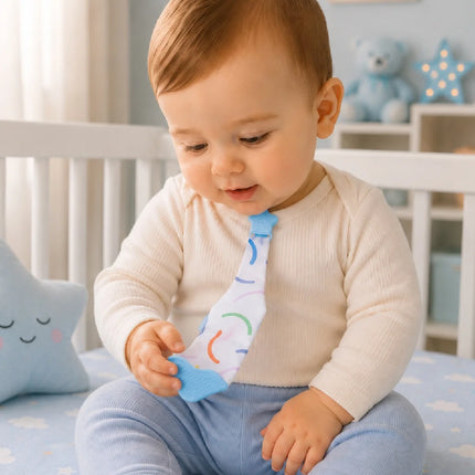 Babyjem Silikon Diş Kaşıyıcı Fular & Kravat Gülen Yüz Mavi