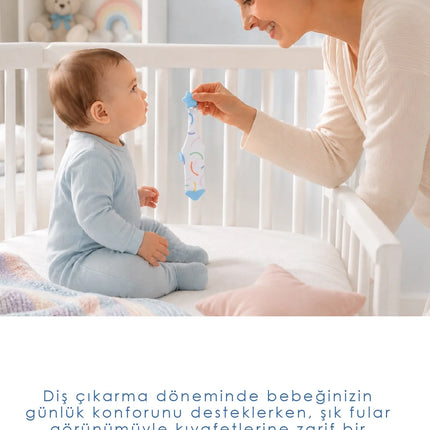 Babyjem Silikon Diş Kaşıyıcı Fular & Kravat Gülen Yüz Mavi