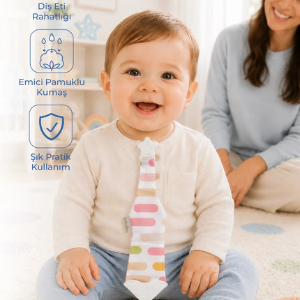 Babyjem Silikon Diş Kaşıyıcı Fular & Kravat Gülen Yüz Pembe