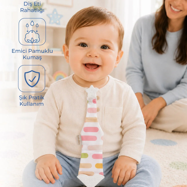 Babyjem Silikon Diş Kaşıyıcı Fular & Kravat Gülen Yüz Pembe