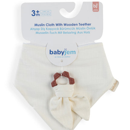 Babyjem Silikon Diş Kaşıyıcılı Müslin Mama Önlüğü Ekru