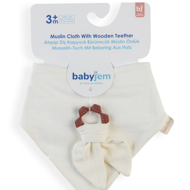 Babyjem Silikon Diş Kaşıyıcılı Müslin Mama Önlüğü Ekru