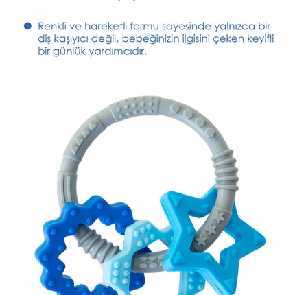 Babyjem Silikon Halka Diş Kaşıyıcı Mavi