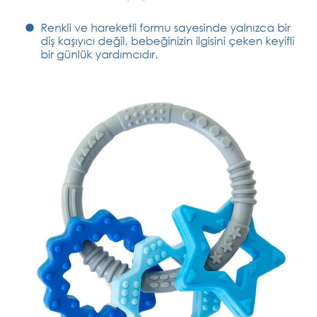 Babyjem Silikon Halka Diş Kaşıyıcı Mavi