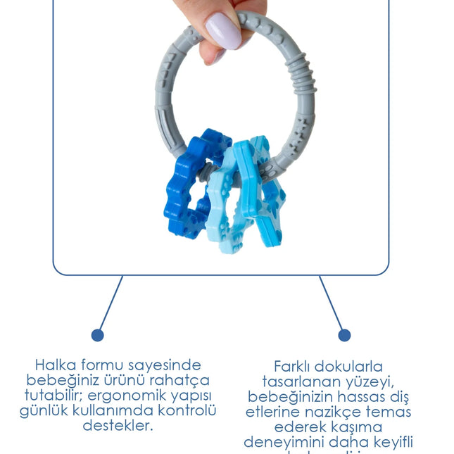 Babyjem Silikon Halka Diş Kaşıyıcı Mavi
