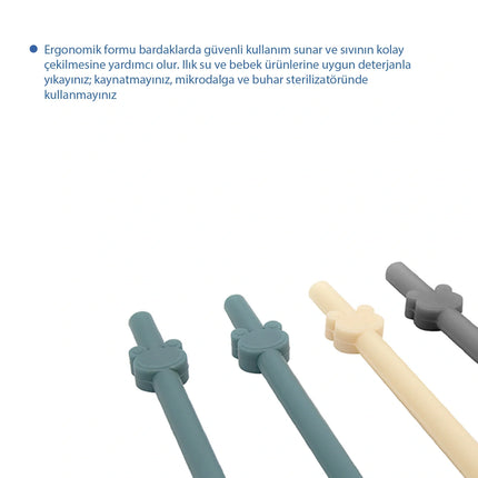 Babyjem Kolay Temizlenebilir Silikon Pipet Erkek (4 Adet)